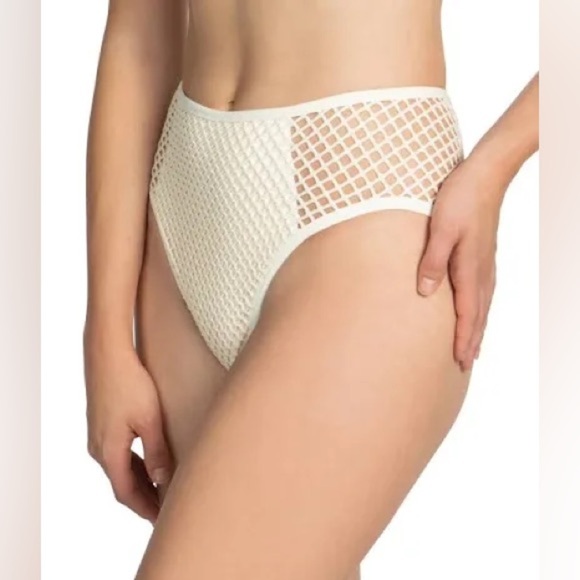 Robin Piccone Pua Fishnet High Waist Bikini Bottom Size Medium - Picture 3 of 4